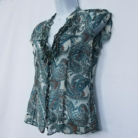Banana Republic Sheer Floral Blouse Size MP - Picture 7 of 8